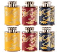 Dinntty Elegant Metal Tinplate Empty Tea Tin 6pcs Chic Mini-round Can Box for Diy Candles, Dry Storage, Spices, Tea, Candy, Party