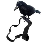 Dinntty Halloween Realistic Crow Black Feather Crow Statue Shoulder Strap Style Halloween Party Decoration for Outdoor/indoor Holiday Dressing