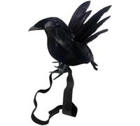 Dinntty Halloween Realistic Crow Black Feather Crow Statue Shoulder Strap Style Halloween Party Decoration for Outdoor/indoor Holiday Dressing