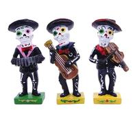 Dinntty Mariachi Band Skeleton Statue Skeleton Band Ornaments Halloween Day of the Dead Skull Figurine Resin Folk Musician Home Decor