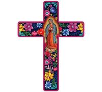Dinntty Mexican Crucifix, Day of the Dead Decoration Wood Cross Wall Decor Wooden Wall Mounted Cross for Home Church Dia De Muertos