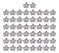 Dinntty Mini Crown Patches 50pcs Glitter Small Crown Appliques Diy Hand Made Felt Pads for Scrapbooking Sewing Craft Silver