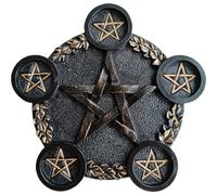 Dinntty Pentagram Candle Holder, Star Tealight Holder Tarot Candle Holder Resin Tealight Tray Altar Ceremony Supplies for Room Decor