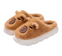 Dinntty Plush Capybara Slippers Cute Thermal Home Slippers Slip-on House Shoes Comfortable Fluffy Couple Slippers Non-slip for Men Women