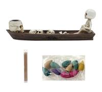 Dinntty Skeleton Incense Stick Holder,Resin Skull Burner Incense Holder - Skull Boat Decorative Incense Holder for Study Rooms, Bedrooms, Living Rooms, Yoga Studios