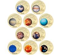 Dinntty Solar System Coin, Commemorative Coins of the Solar System, Double-sided Embossed Plated Coin, Souvenir Medal Gift for Planet Enthusiasts
