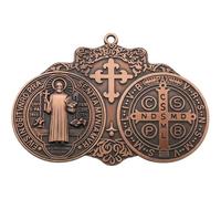 Dinntty St Benedict Medal Wall Decor Metal Saint Benedict Pendant Protection for Door Wall Religious Cross Protection Charms Keychain Pendant