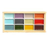 Dinntty Traditional Chinese Watercolor Set - 12 Vibrant Solid Paints, High Fluidity Watercolors for Artists Students Beginners