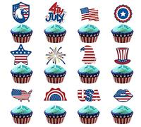Dinntty Usa Patriotic Cupcake Picks 12pcs Independence Day Cupcake Toppers American Flag Theme Cake Decor for Holiday Party