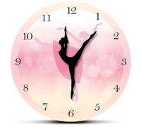 Dinntty Wall Clock Ballet Dancing Hanging Decor Clock Princess Pink Wall Clock Silent Wall Clock Dancer Home Decor Gift