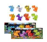 Dino 4-Pack Stretchy Dinosaur Figures, Collectible Prehistoric Animal Sensory Toys for Kids, Squishy Fidget Set for Imaginative Play & Stress Relief