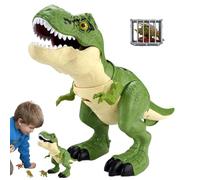 Dino Adventure Figure Pack - Press Mouth Action Dinosaur Toys With Carry Cage Organizer | Flexible Joint Movement Design, Fun Early Learning Educational Toy For Children Boys Girls Cognitive