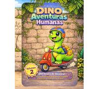 Dino aventuras humanas.: ¡Que locura de jurásico! Libro para colorear de dinosaurios kawaii. Para niños y niñas de 4 a 10 años. de Bigotes de tinta. Volumen 2.