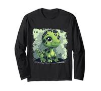 Dino Baby Cute Dinosaur as a Child Long Neck Dino in Green Long Sleeve T-Shirt