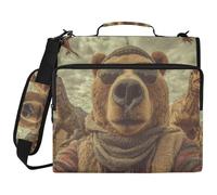 Dino Bear Selfie 1.5 Inch 3 Ringing Zip Up Binder with Handle and Removable Shoulder Strap Includes Zip Pocket School Supplies Organizer for Office School Organizador de la carpeta