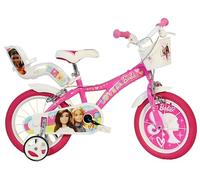 Dino Barbie 14in Kids Bike - White/Pink