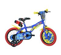 Dino Bikes, 614-SC Kids Bike Bicycle, Sonic The Hedgehog, 14 inch with training wheel with stabilisers and drinks bottle, suits child 4-7 Years, Blue,