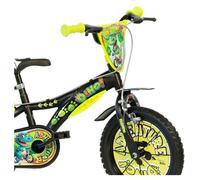 Dino Dinosaur Adventure 16in Kids Bike with Stabilisers - Black/Green