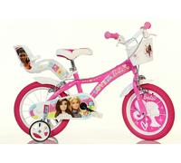 Dino Bikes Dino Barbie Rosa Kids Bike with Stabilisers - 14" Wheels
