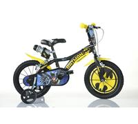 Dino Batman Kids 14in Bike Bicycle With Stabilisers Black Yellow Cycling