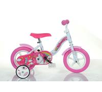 Dino Unicorn Girls 10" Bicycle With Stabilisers White Pink Cycling