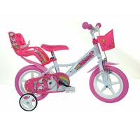 Dino Bikes Dino Unicorn Girls 12" First Bicycle With Stabilisers - White/Pink