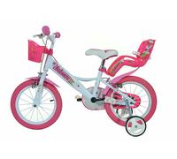 Dino Bikes Dino Unicorn Girls Bicycle 14" With Stabilisers - White/Pink