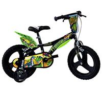 Dino Dinosaur Boys Bicycle 14" With Stabilisers Black/Green
