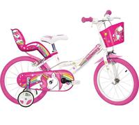 DINO BIKES Unicorn Kids' 14" Bike, White,Patterned,Pink
