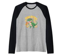 Dino Bites - Funny Dinosaur Pizza Skater Raglan Baseball Tee