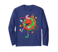Dino Brain Holiday Chaos Funny Christmas Ornament Long Sleeve T-Shirt