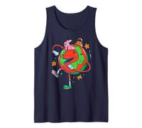 Dino Brain Holiday Chaos Funny Christmas Ornament Tank Top