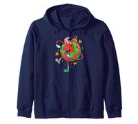 Dino Brain Holiday Chaos Funny Christmas Ornament Zip Hoodie