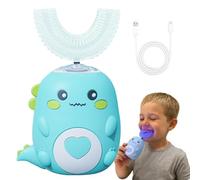 Dino Brush 360° Kids Ultrasonic Toothbrush, U-Shaped Automatic Toothbrushes Dinobrush with Silicone Brush Heads & LED Light, Chewable Tooth Brushes - Timer, 2 Modes, Ipx7 Waterproof(Green 2-6 Year)