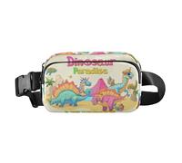 Dino Cartoon Paradise Stylish Waist Bag Fanny Pack for Women Men Teenagers Small Belt Bag Travel Wallet with Adjustable Strap for Travel Gym Work