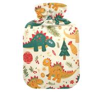 Dino Christmas Cute hot Water Bottle with Soft Cover, 2Lwarmer Bag for Neck and Shoulder Pain Relief,Sore Muscle,bolsas de agua Caliente para Dolores