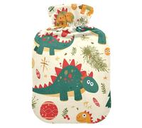 Dino Christmas hot Waterbottle with Soft Cover, 2L Water Bottle Bag for Hot and Cold Therapies, Arthritis, bolsas para agua Caliente