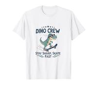 Dino Crew Stay Sharp Skate Fast Raptor Street Style T-Shirt