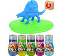 Dino Crystal Putty Stretchy Prehistoric Toy with Hidden Dinosaur Figure Inside Bright Lime Green Tactile Compound Kids Sensory Squishy Fun for - Electoys 12 Pack