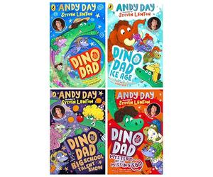 Dino Dad Series 4 Books Collection Set By Andy Day (Dino Dad, Ice Age, Big School Talent Show & Mystery of the Missing Egg)