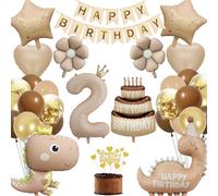 Dino Decoration Children's Birthday Party 2 Years, Dinosaur Birthday Decoration Boy Daisy Cake Foil Balloon, Dinosaur Balloons Party Happy Birthday Banner Cake Decoration (Dino Birthday Decoration 2