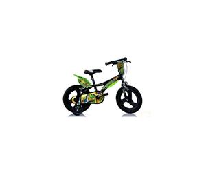Dino Dinosaur Boys Bicycle 14" With Stabilisers Black/Green