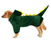 Dino Dog & Cat Costume - Cute Pet Costume for Autumn & Winter - Animal Fancy Dress - Yellow/Black with Wings & Hood (Dinosaur (Green), XXL)