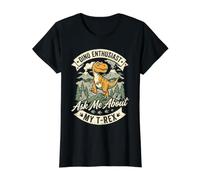 Dino Enthusiast Ask Me About My T Rex Dinosaur Value Graphic T-Shirt, Women, Black, L