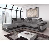 Dino Fabric Corner Sofa L Shaped With Footstool - Left Hand Facing Furnishings For Less UK Grey One Size