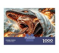 Dino Fire Human 1000 Piece Classic Jigsaw Puzzle Prehistoric Fury Vibe Jigsaw Puzzle Bundle Extra-Thick Cardboard Stress Relief Travel Adults Kids Age 12 Years Up 70x50cm/1000pcs