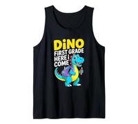 Dino First Grade Here I Come Back to School Dinosaur Tank Top