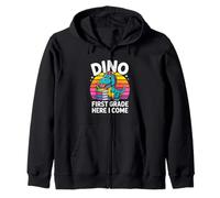 Dino First Grade Here I Come Back To School Zip Hoodie