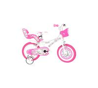 Dino Hello Kitty Girls Bike with Doll Carrier 14" Wheel, Single Speed - White/Pink