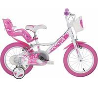 16 Little Heart Bike for Girl with Training Wheels Doll Basket Dino Bikes